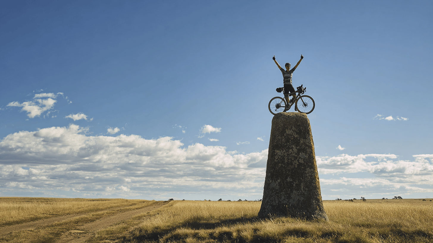 Cyclist at halfway point between Sydney and Melbourne